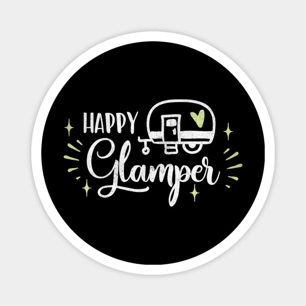 Happy Glamper Camper Magnet by Teewyld